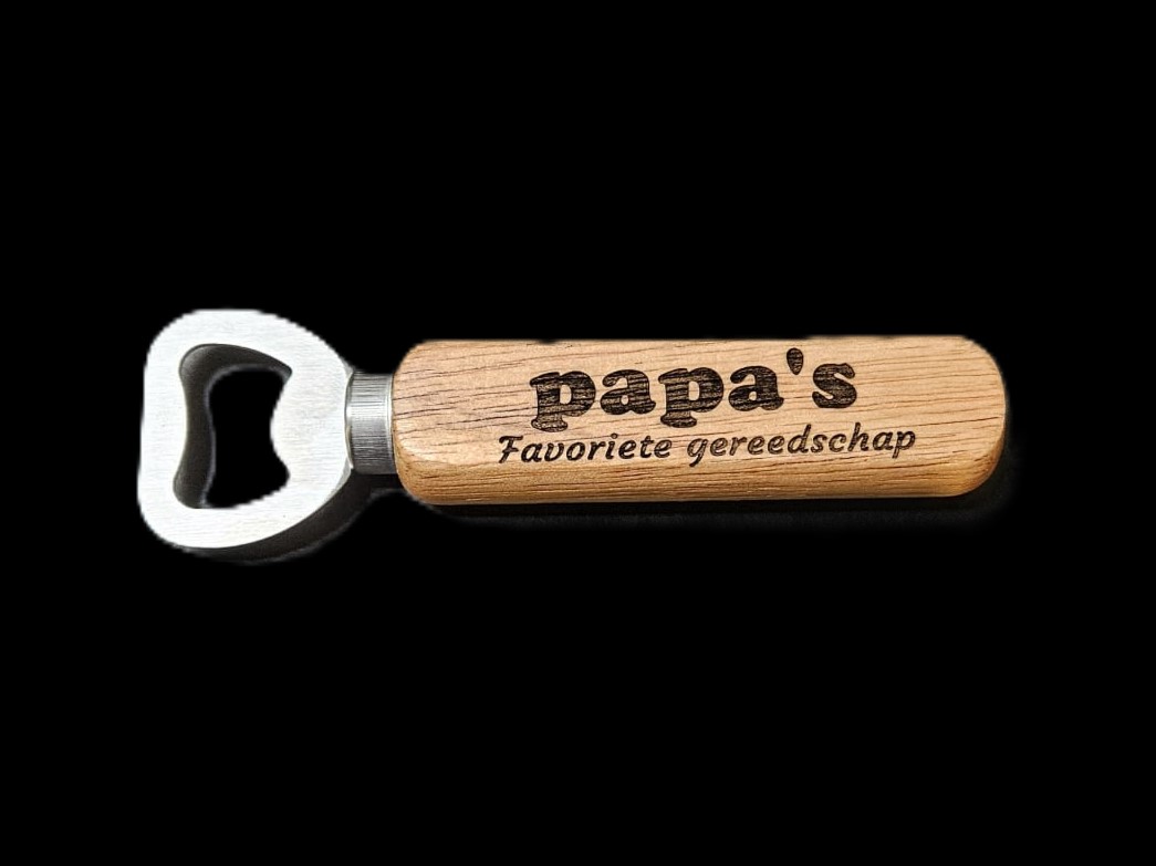 Houten Bieropener – “Papa’s Favoriete Gereedschap”