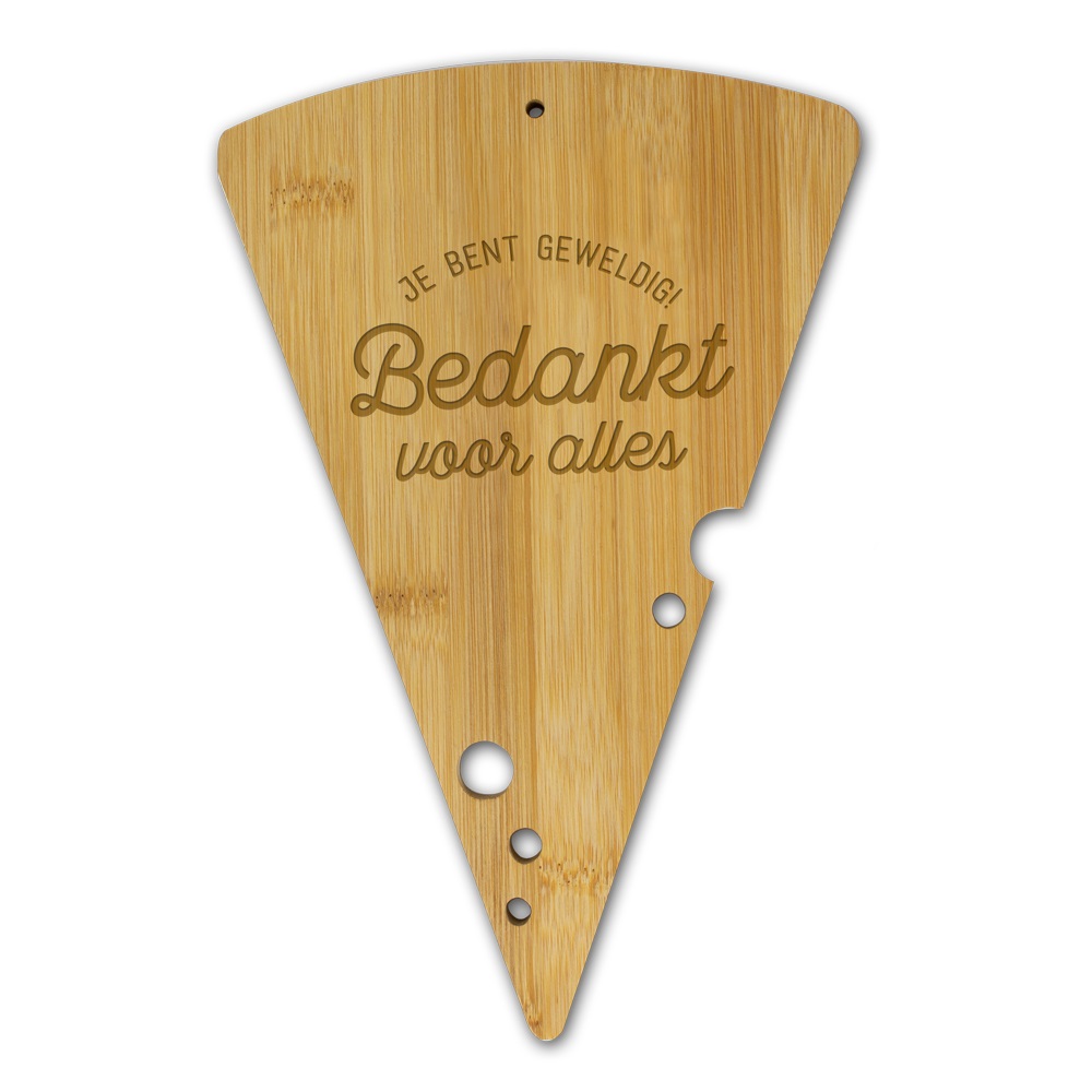 🧀 Bamboe Kaasplank – “Bedankt voor alles”