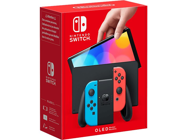 Nintendo Switch OLED Rood/Blauw in Doos (Nette Staat & Krasvrij Scherm)