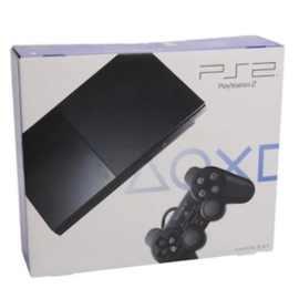 Playstation 2 Console Slim Zwart + Sony Controller in Doos