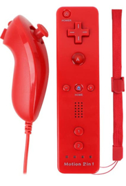 Wii Controller / Remote Motion Plus Rood + Nunchuk Rood (Third Party) (Nieuw)