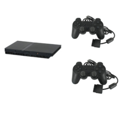 Playstation 2 Console Slim Zwart + 2 Nieuwe Controllers (Third Party)