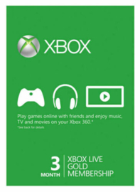 3 Maanden Xbox Live Gold Lidmaatschap Xbox 360 (Nieuw)