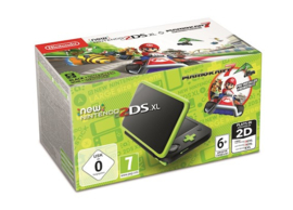 New Nintendo 2DS XL Zwart/Groen in Doos + Mario Kart 7 (Nette Staat & Krasvrije Schermen) - Thumpstick Beschadigd