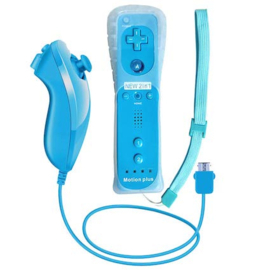 Wii Controller / Remote Motion Plus Lichtblauw + Nunchuk Lichtblauw (Third Party) (Nieuw)