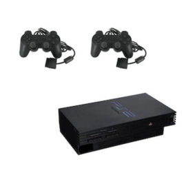 Playstation 2 Console Phat Zwart + 2 Nieuwe Controllers (Third Party)
