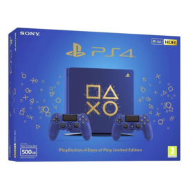 Playstation 4 Slim 500GB Days of Play +  2x V2 Controller in Doos