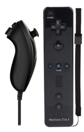 Wii Controller / Remote Motion Plus Zwart + Nunchuk Zwart (Third Party) (Nieuw)