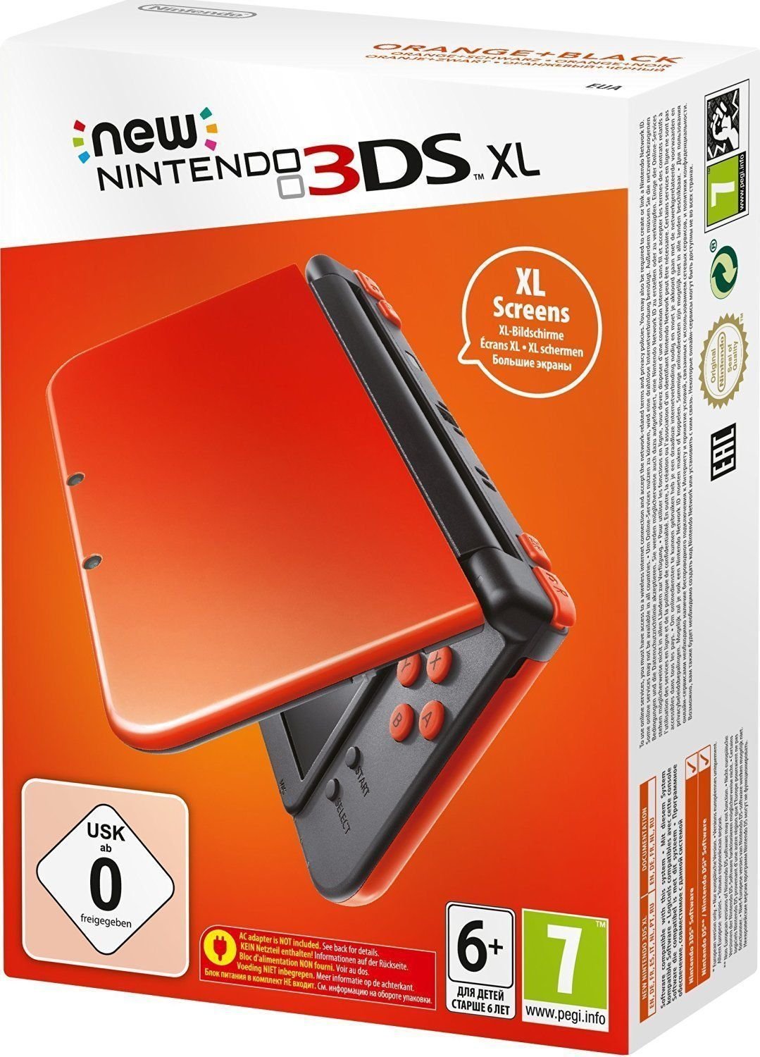 New Nintendo 3DS XL Oranje/Zwart in Doos (Nette Staat & Krasvrije Schermen)