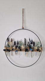Droogbloemen krans "Woven blue"