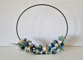 Droogbloemen krans "José blauw"