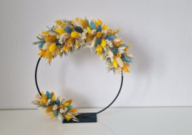 Droogbloemen krans "Side by side geel"