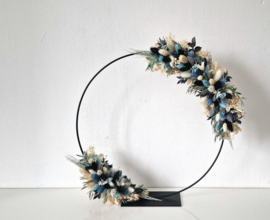 Droogbloemen krans "Side by side blauw"