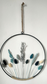 Droogbloemen krans "Blue sky"