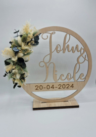 Houten droogbloemen krans