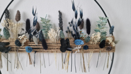 Droogbloemen krans "Woven blue"