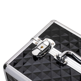 Beautycase / Nagel koffer / Make Up koffer / M /Diamond 3D Zwart Met Zilver