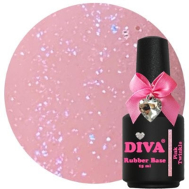 Diva Gellak Rubber Basecoat Pink Twinkle 15 ml