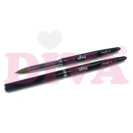 DIVA Kolinsky Acryl Penseel met dop #12 Black