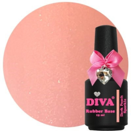 Diva Gellak Rubber Basecoat Dark Peach Sparkle 15 ml