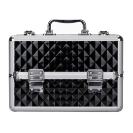 Beautycase / Nagel koffer / Make Up koffer / M /Diamond 3D Zwart Met Zilver