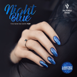 Victoria Vynn™ Topcoat No Wipe Blue Night  8 ml  Blauw Glitter