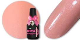 Diva Gellak Rubber Basecoat Dark Peach Sparkle 15 ml