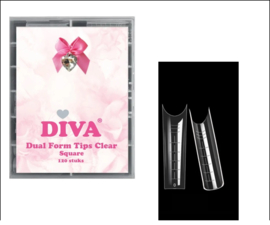 Dual Form Tips Clear Square in Tipbox 120 pcs