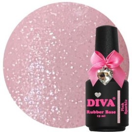Diva Gellak Rubber Basecoat Pink Sparkle 15 ml