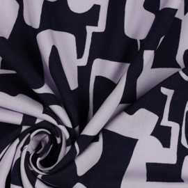 Viscose poplin abstract navy/llilac