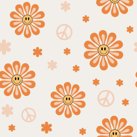 Tricot peace flowers orange