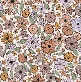 Family Fabrics - Coated Bohemian Vintage Floral Jersey