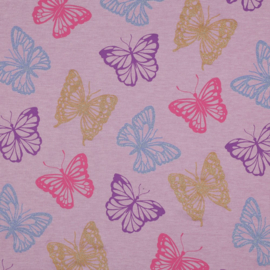 Tricot lila melange butterflies