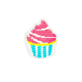 Strijkapplicatie omkeerbare pailletten cupcake