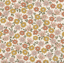 Family Fabrics - Retro Mini Blossoms Rib