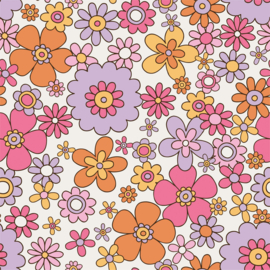Tricot summer flowers pink