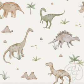 Family Fabrics - Coated Dinosaurs Cream Jersey