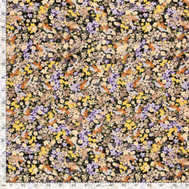 Viscose crêpe flower field purple