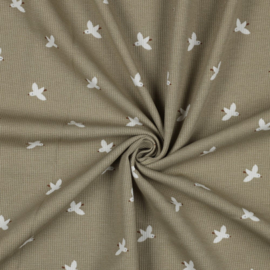 Wafeltricot birds taupe