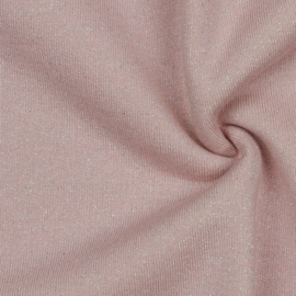 French terry brushed lurex roze/zilver