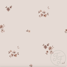 Family Fabrics - Cute Flowers Beige Jersey