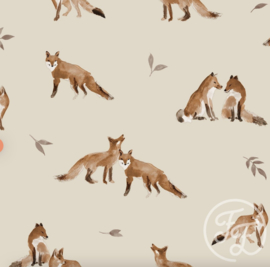 Family Fabrics - Fox Grey Leaves Jersey