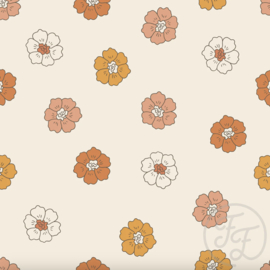 Family Fabrics - Beige Amber Petals Rib