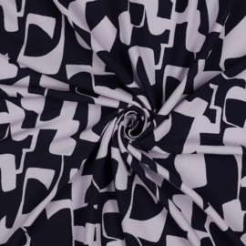 Viscose poplin abstract navy/llilac