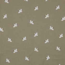 Wafeltricot birds taupe