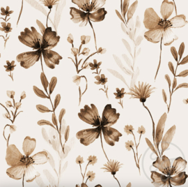 Family Fabrics - Coated Flower Dream Elli Sepia Jersey