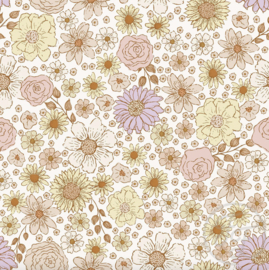 Family Fabrics - Clara Floral Lilac Muslin Crinkle