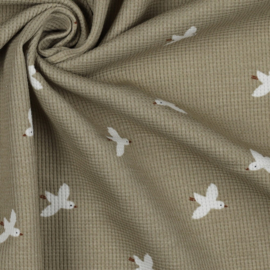 Wafeltricot birds taupe