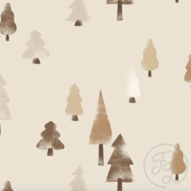 Family Fabrics - Winter Forest Light Beige Jersey