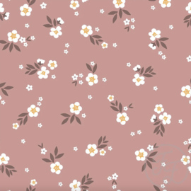 Family Fabrics - Coated Ash Rose Flowers Small Jersey